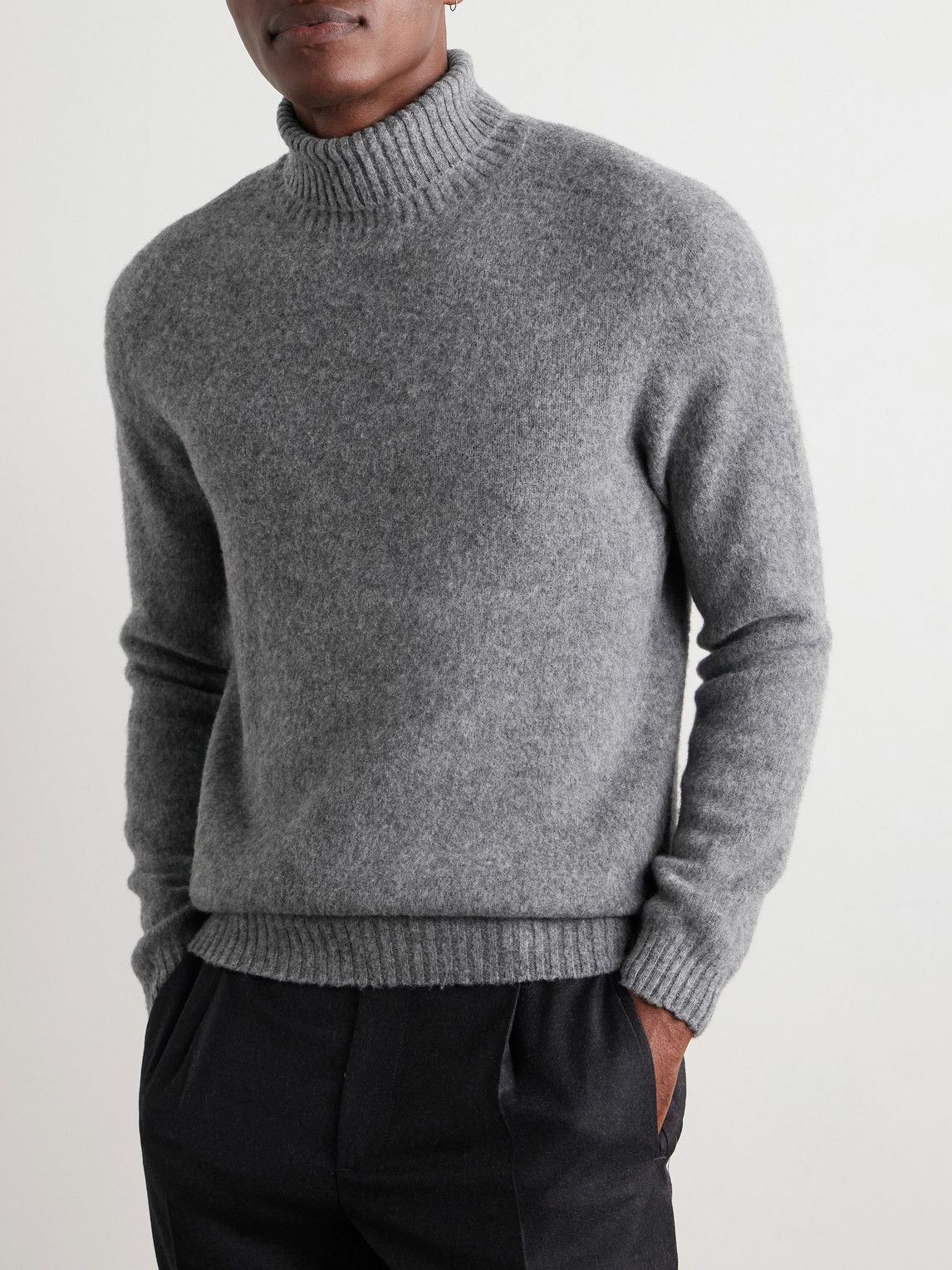 Boglioli - Brushed Wool and Cashmere-Blend Rollneck Sweater - Gray