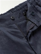 Kiton - Straight-Leg Pleated Linen Drawstring Shorts - Blue