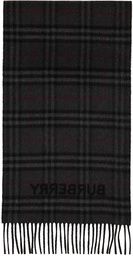 Burberry Gray & Black Vintage Check Scarf