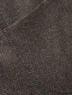 THOM SWEENEY - Double-Breasted Herringbone Wool Coat - Brown