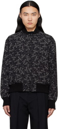 Balmain Black Printed 'Balmain' Label Bomber Jacket