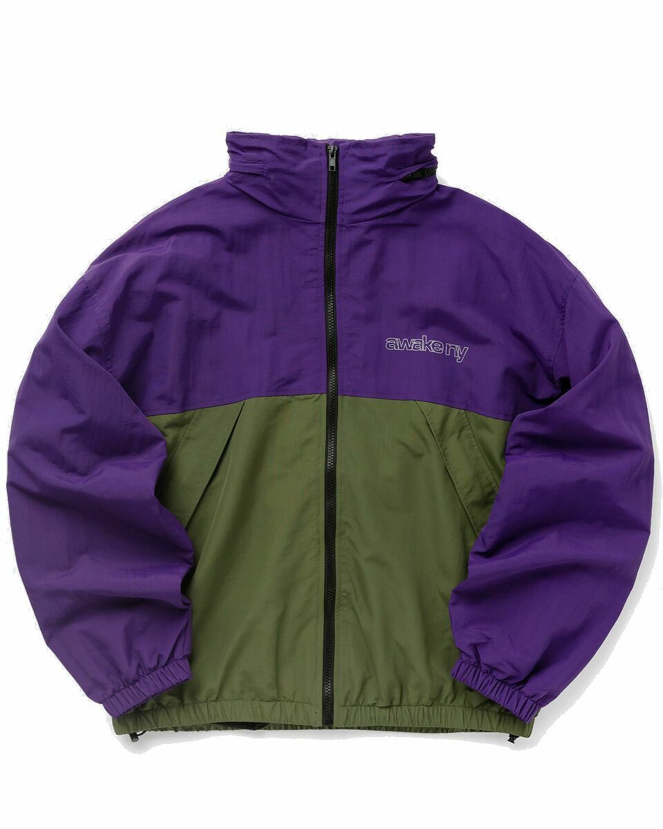 Photo: Awake 3 M Logo Printed Nylon Zip Up Shell Green|Purple - Mens - Track Jackets