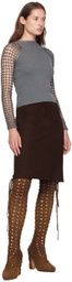 Isa Boulder Brown Sweetheart Midi Skirt