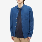 Folk Men's Waffle Relaxed Fit Shirt in Indigo Waffle