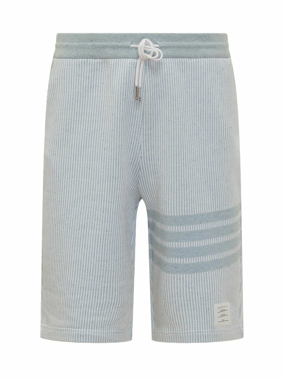THOM BROWNE - Cotton & Silk Sweat Shorts W/bars Thom Browne