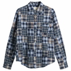 Café Mountain Men's Patchwork Check Heritage Shirt in Blues