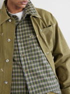 Story mfg. - Bracken Appliquéd Checked Organic Cotton Shirt - Green