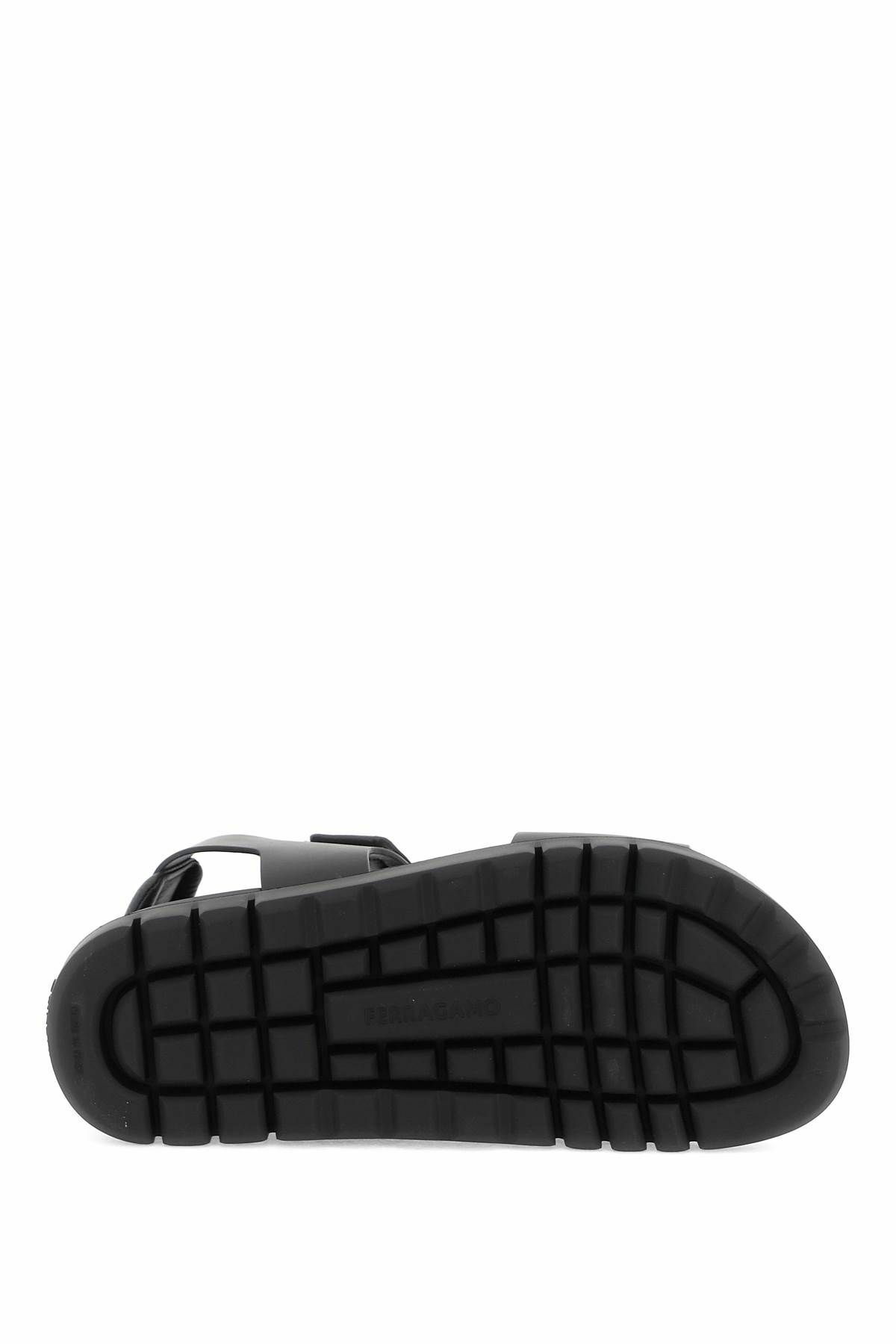 サンダル FERRAGAMO DOUBLE-STRAP SANDAL WITH HOOKS FERRAGAMO double strap sandals with stylish design Black