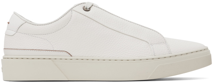 Photo: BOSS White Grained Leather Sneakers