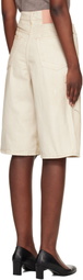 Acne Studios Off-White Distressed Denim Shorts