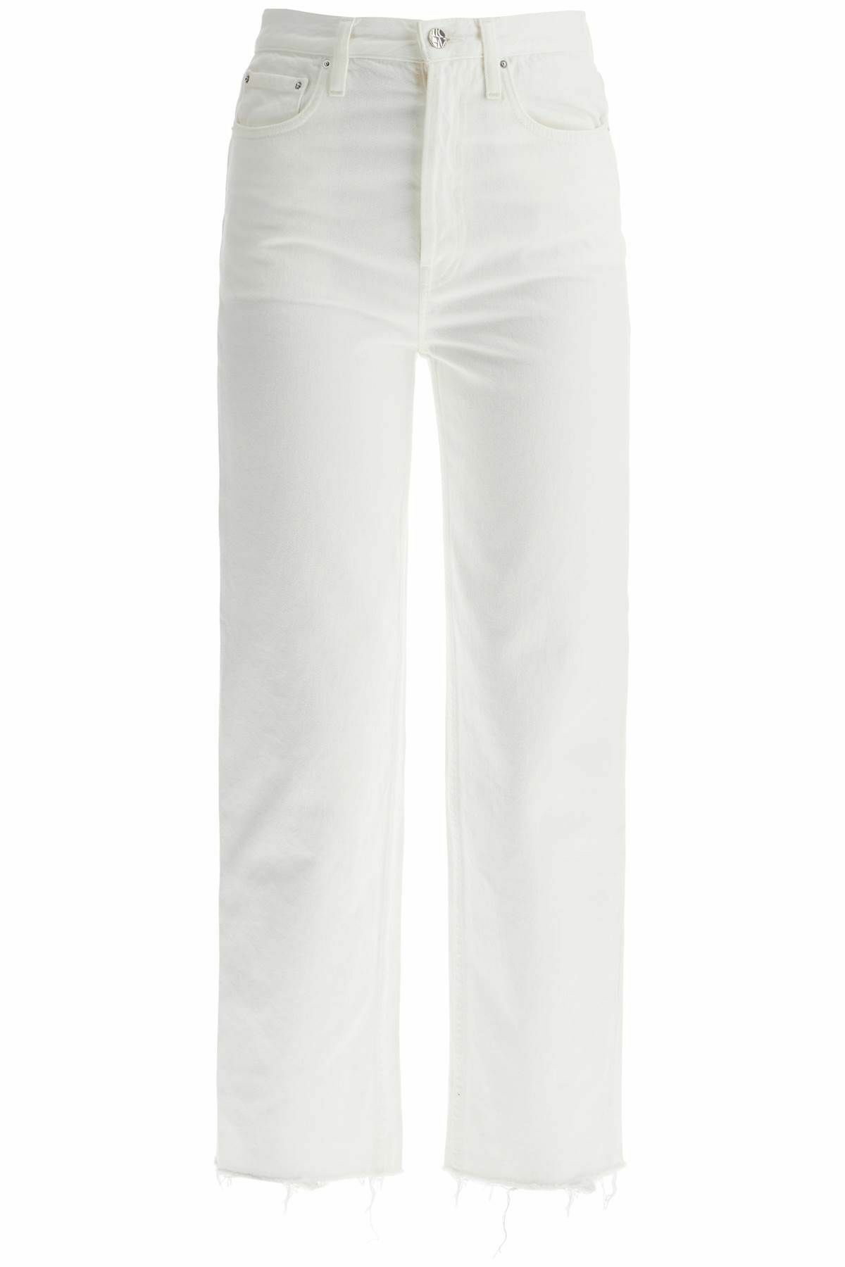 SS25【TOTEME】Off-white Organic Cotton Jeans with frayed hem TOTEME off-white organic cotton jeans with frayed hem White
