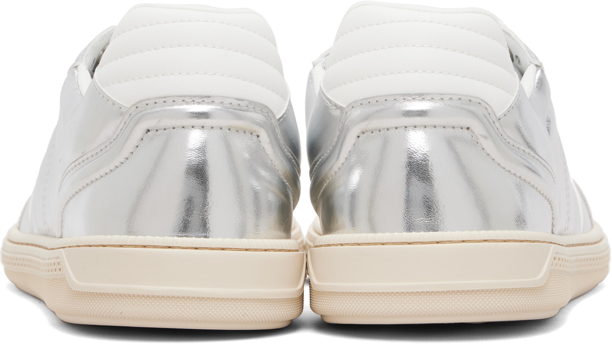 Versace Silver Greca Court Metallic Sneakers