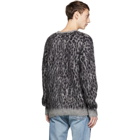 Needles Grey and Purple Mohair Leopard Sweater