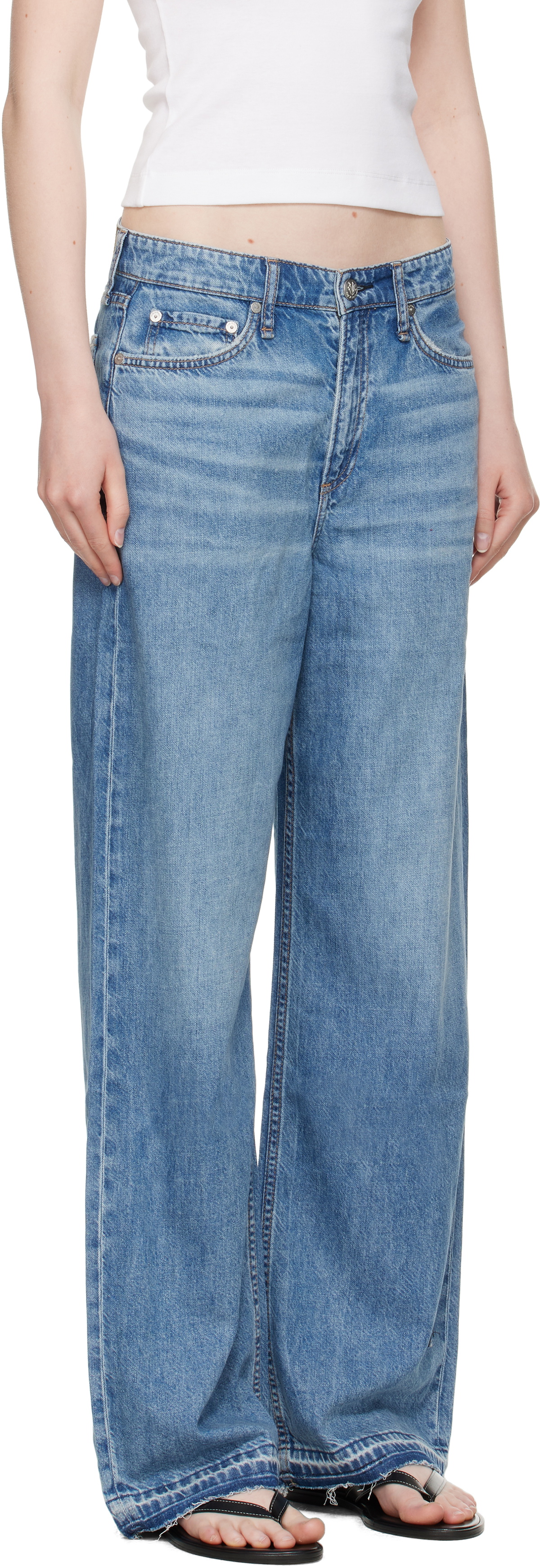 rag & bone Blue Featherweight Logan Wide-Leg Jeans