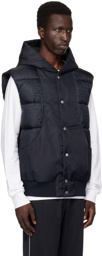 Balmain Black & Navy Monogram Puffer Vest