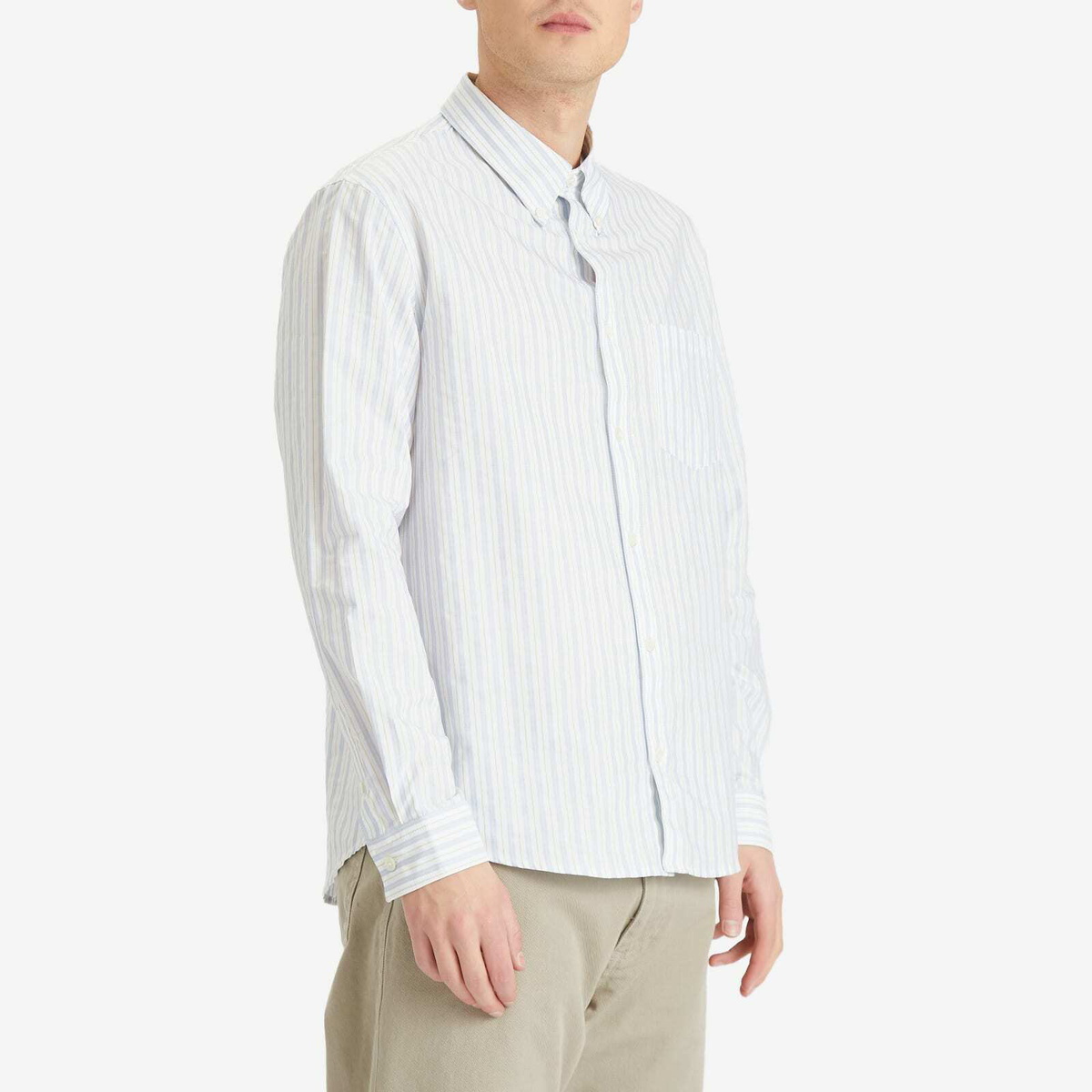 A.P.C. Men's Edouard Button Down Stripe Shirt in Pale Green