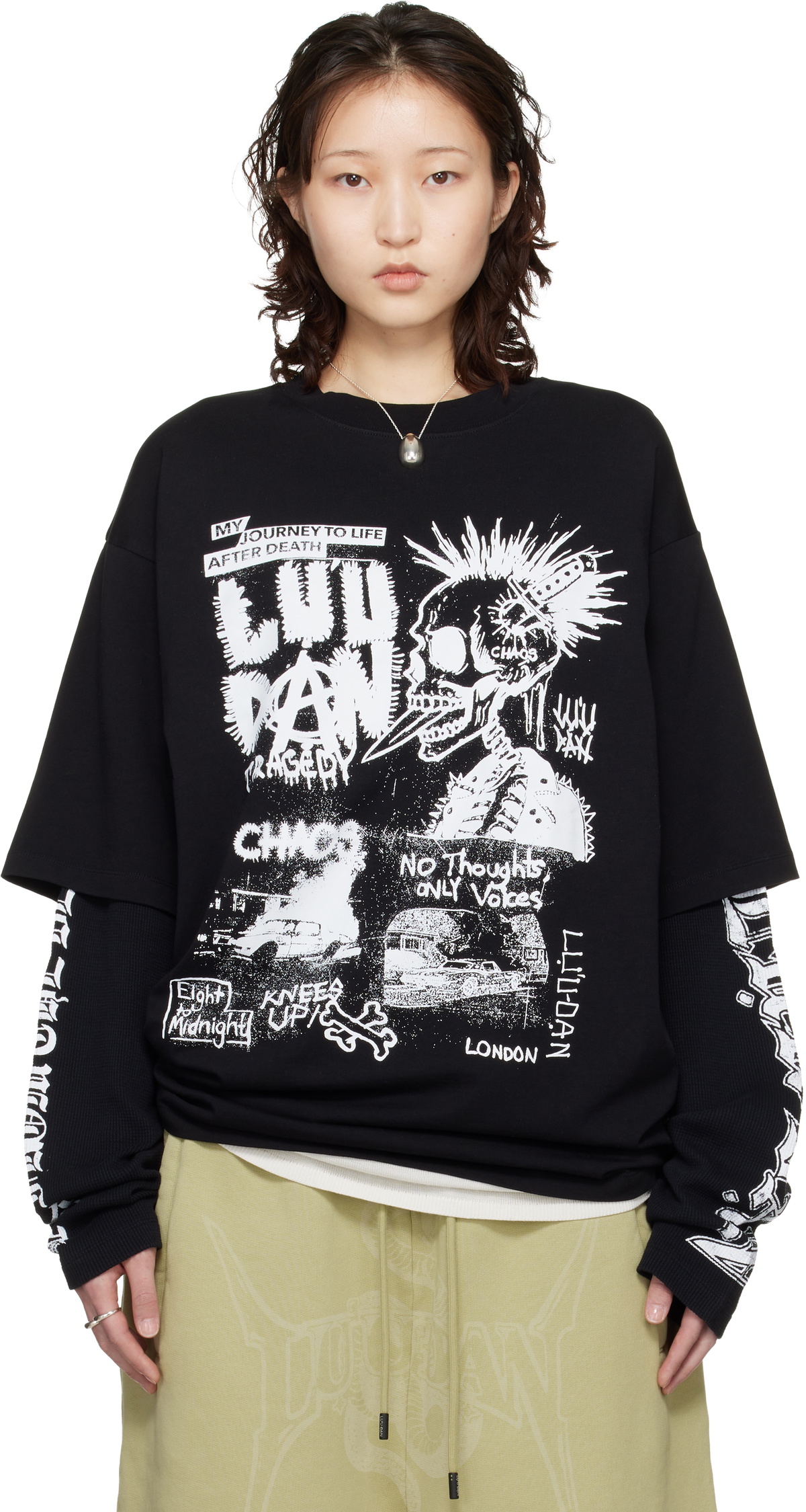 LU'U DAN Black Double Deck T-shirt