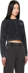 alexanderwang.t Black Cable-Knit Cropped Cardigan