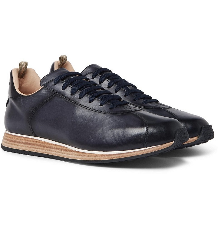 Photo: Officine Creative - Keino Polished-Leather Sneakers - Men - Navy