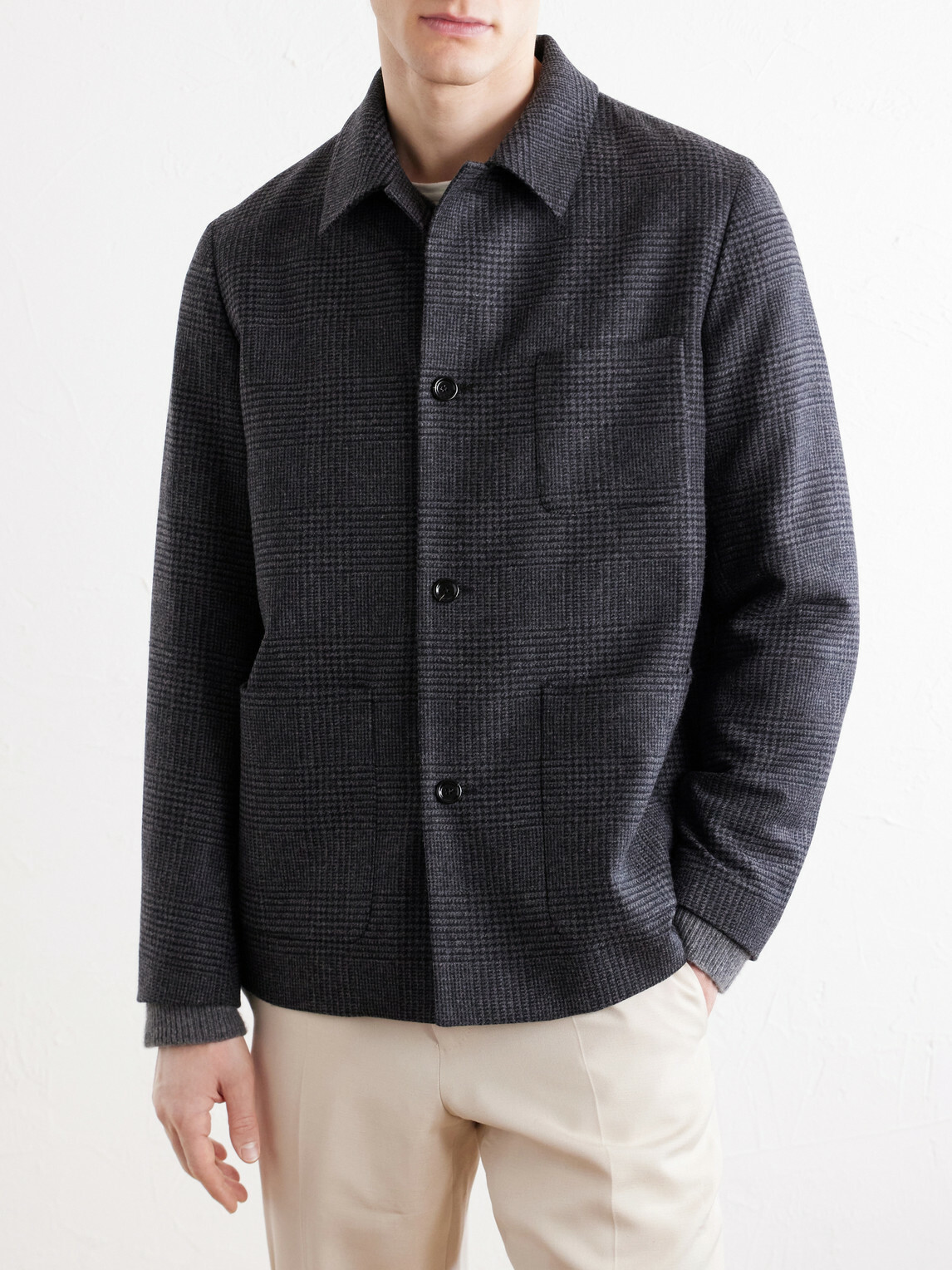 Lardini - Prince of Wales Wool and Cashmere-Blend Jacket - Gray