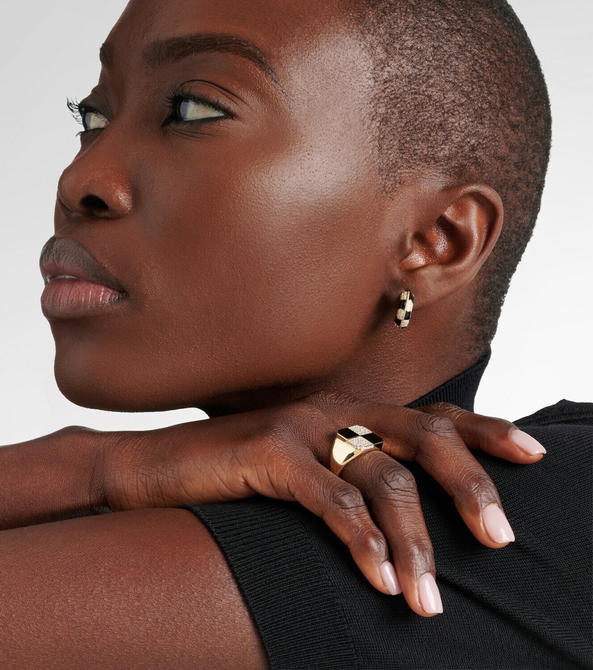 Yvonne Léon Damier 9kt gold ring with diamonds and onyx