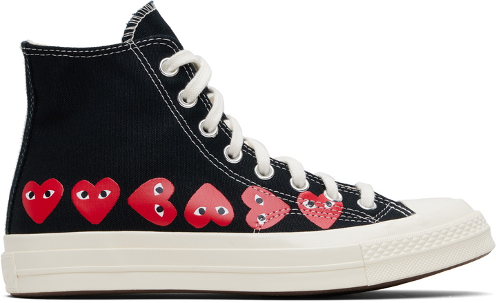 Photo: COMME des GARÇONS PLAY Black Converse Edition Chuck 70 Multi Heart Sneakers