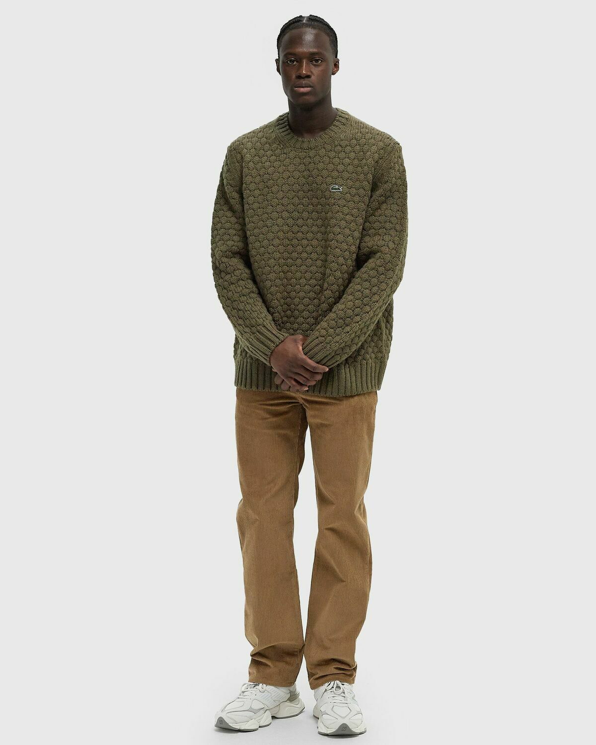 Lacoste CARDED WOOL CREW NECK SWEATER Green Mens Pullover