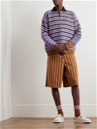 ZEGNA x The Elder Statesman - Striped Cashmere and Wool-Blend Polo Shirt - Blue
