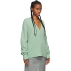 Tibi Green Alpaca Airy V-Neck Sweater