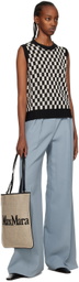 S Max Mara Off-White & Black Quadro Vest