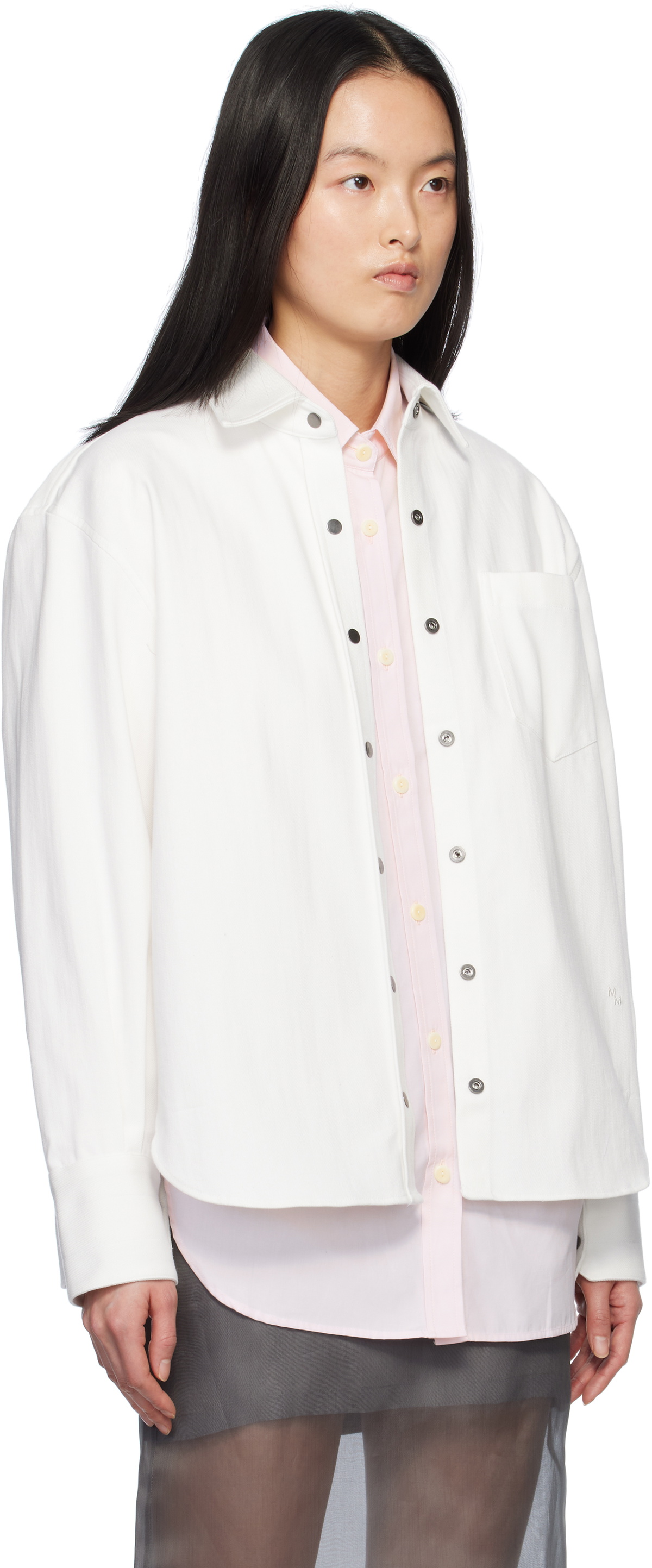 Maria McManus Off-White Oversized Snap Denim Shirt