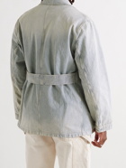 Maison Margiela - Distressed Striped Cotton-Gabardine Chore Jacket - Blue