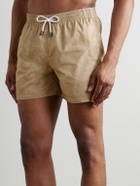 Canali - Straight-Leg Mid-Length Printed Swim Shorts - Neutrals