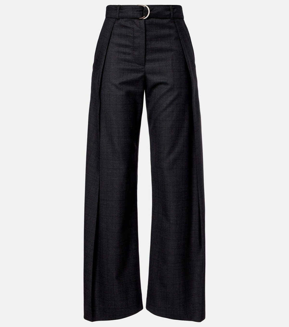 Loewe Checked belt wool barrel-leg pants