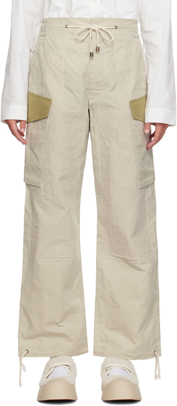 Nicholas Daley Beige Drawstring Trousers