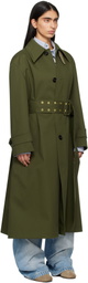 AMI Paris Green Cotton Belted Mac Coat