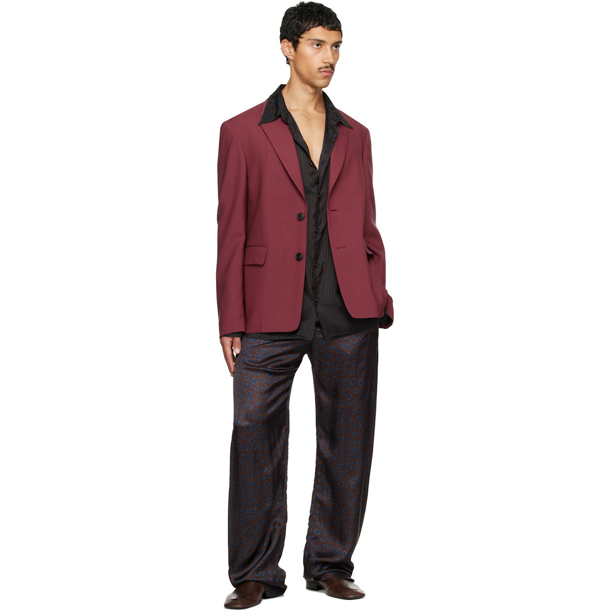 Dries Van Noten Burgundy Wool Blazer