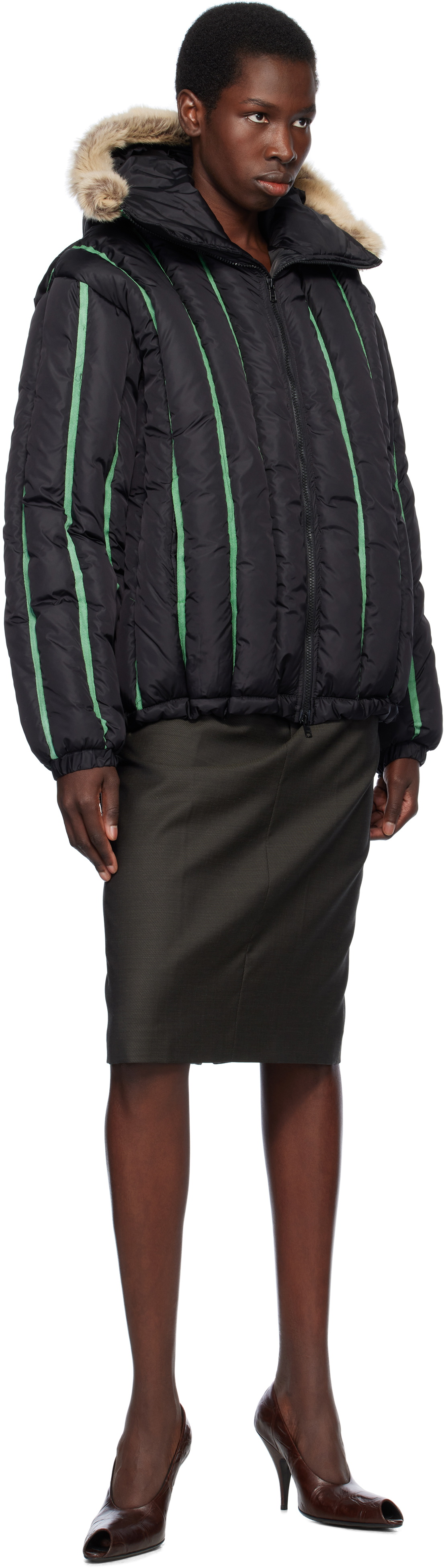 Stanley Raffington Black Quilted Puffer Bomber Jacket