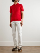 Kiton - Cotton Half-Zip Polo Shirt - Red
