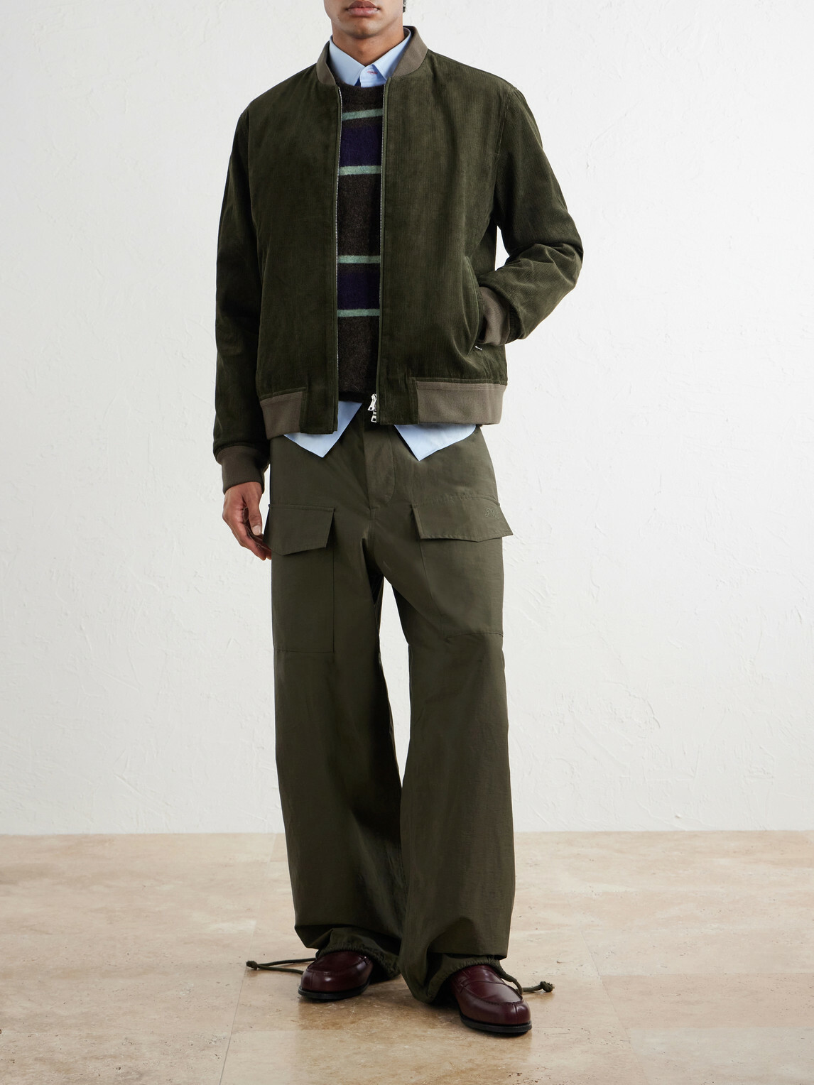 Mr P. - Cotton-Corduroy Bomber Jacket - Green
