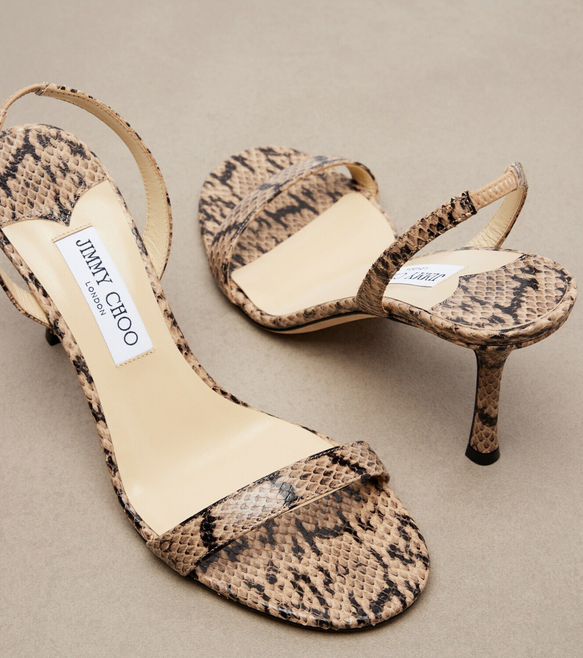 Jimmy Choo Jenn snake-effect leather slingback sandals