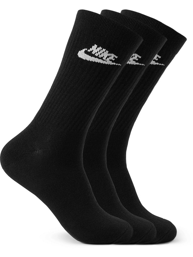 Photo: Nike - Three-Pack Nike Sportswear Everyday Essential Recycled Dri-FIT Socks - Black