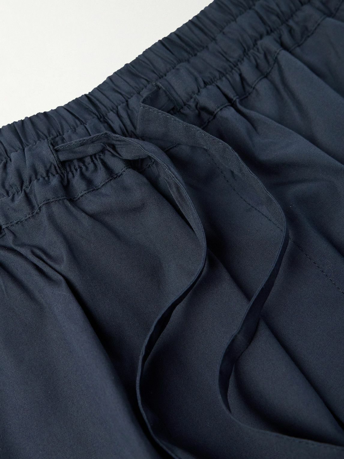 UMIT BENAN - Julian Straight-Leg Cotton and Silk-Blend Drawstring Shorts - Blue