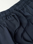 UMIT BENAN - Julian Straight-Leg Cotton and Silk-Blend Drawstring Shorts - Blue