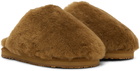 Mou Brown Patch Shearling Slippers