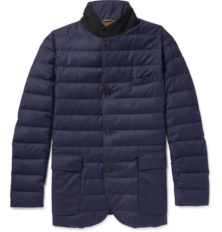 Photo: Loro Piana - Roadster Quilted Rain System Wool and Silk-Blend Down Jacket - Blue