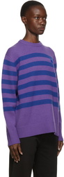 Acne Studios Purple & Blue Wool Striped Patch Sweater