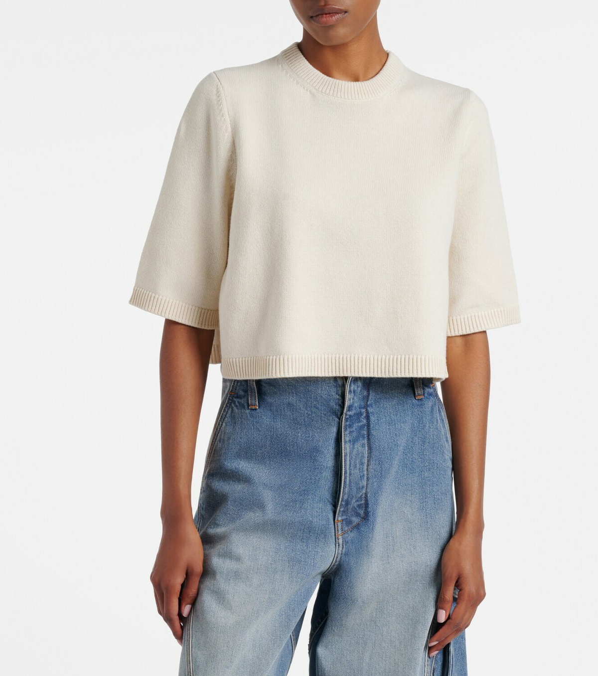 Alaïa Cropped cashmere and wool-blend sweater