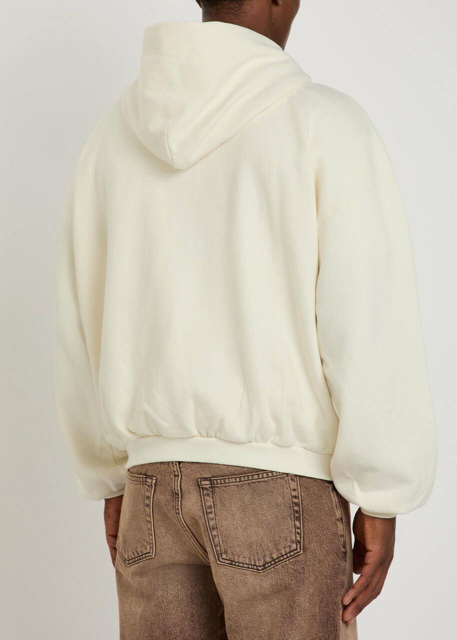 Represent Owners Printed Hooded Zip-through Cotton Sweatshirt White