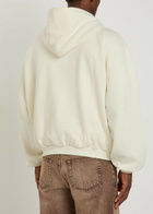 Represent Owners Printed Hooded Zip-through Cotton Sweatshirt White